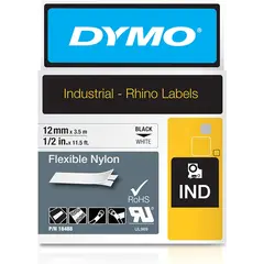Κασέτα ετικετογράφου dymo rhino d18488 12mmx3.5m flexible nylon tape black on white - Dymo