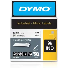 Κασέτα ετικετογράφου dymo rhino d18489 19mmx3.5m flexible nylon tape blackonwhite - Dymo