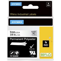 Κασέτα ετικετογράφου dymo rhino 9mmx5.5m d18508 permanent polyester black on clear - Dymo