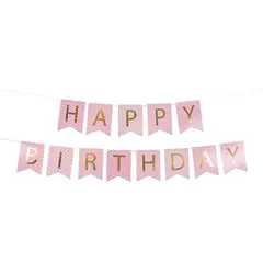 Γιρλάντα happy birthday 2.5m ροζ - Trend