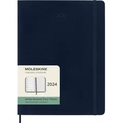 Ημερολόγιο moleskine 2024 daily planner blue μαλακό εξώφυλλο 19x25cm extra large - Moleskine