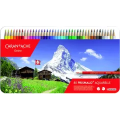 Ξυλομπογιές ακουαρέλας caran d'ache prismalo μεταλλικό κουτί 80 χρώματα - Caran d'ache