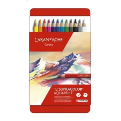 Ξυλομπογιές ακουαρέλας caran d'ache swisscolor aquarelle χάρτινο 12 χρώματα φ2.8mm - Caran d'ache