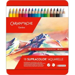 Ξυλομπογιές ακουαρέλας caran d'ache supracolor μεταλλικό κουτί 18 χρώματα φ3.8mm - Caran d'ache