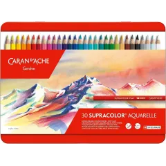 Ξυλομπογιές ακουαρέλας caran d'ache supracolor μεταλλικό κουτί 30 χρώματα φ3.8mm - Caran d'ache