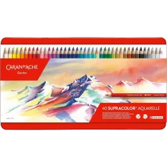 Ξυλομπογιές ακουαρέλας caran d'ache supracolor μεταλλικό κουτί 40 χρώματα φ3.8mm - Caran d'ache