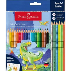 Ξυλομπογιές faber castell dinosaur colour grip 18+6 - Faber castell