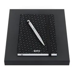 σετ στυλό και σημειωματάριο hugo boss a5 monogram grey - Hugo boss