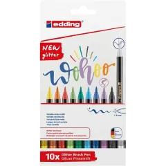 Μαρκαδόροι πινέλο edding glitter 1340 σετ 10 χρωμάτων - Edding