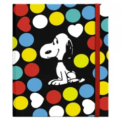 σημειωματάριο premium paper snoopy σκληρό εξώφυλλο με λάστιχο 17x21cm dots black - Premium paper