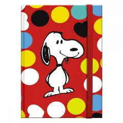 σημειωματάριο premium paper snoopy σκληρό εξώφυλλο με λάστιχο 10.5x14.5cm dots - Premium paper