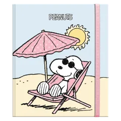 σημειωματάριο premium paper snoopy σκληρό εξώφυλλο με λάστιχο 17x21cm sunbathing - Premium paper
