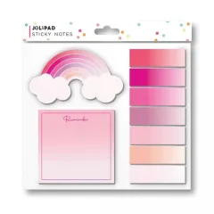 Μπλοκ με αυτοκόλλητα χαρτάκια jolipad pink rainbow - Eurowrap