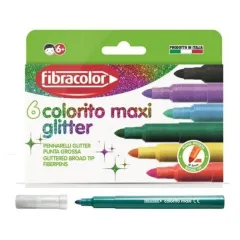 Μαρκαδόροι fibracolor colorito maxi glitter 6 τεμάχια - Fibracolor