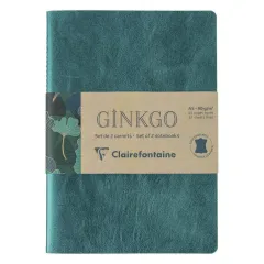 σετ δερμάτινων σημειωματαρίων clairefontaine ginko a5 ριγέ 32 φύλλα 2 τεμάχια - Clairefontaine