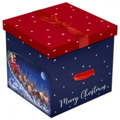 Κουτί xmas + κορδέλα 28x28cm flying santa - Eurowrap