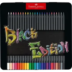 Ξυλομπογιές faber castell black edition 24 τεμάχια σε μεταλλική κασετίνα - Faber castell