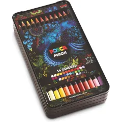 Ξυλομπογιές uni posca 36 τεμάχια σε μεταλλική κασετίνα - Uni