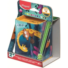 Ξυλομπογιές maped infinity kidy jungle fever 12 χρώματα metal κουμπαράς - Maped