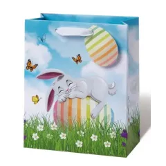 τσάντα δώρου easter 21x18x8cm λαγός πάνω σε αυγό - Bsb