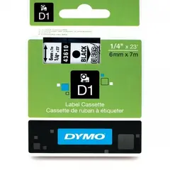 Κασέτα ετικετογράφου dymo d1 43610 6mmx7m  black  on transparent - Dymo