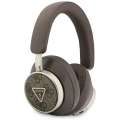 Ακουστικά guess wireless headphones 4g triangle logo bluetooth enc technology over-ear eco leather brown - Guess