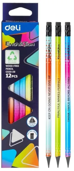Μολύβια deli enovation wood free 2b 12 τεμάχια - Deli