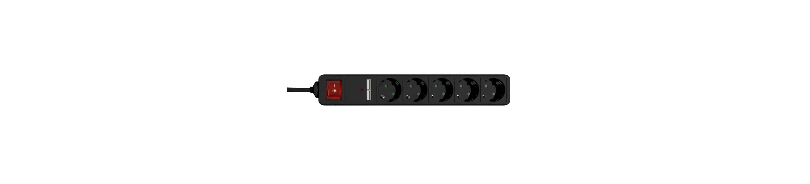 πολύπριζο ασφαλείας energenie με 2 θύρες usb 5 πρίζες 1,5m usb 2a μαύρο - Energenie