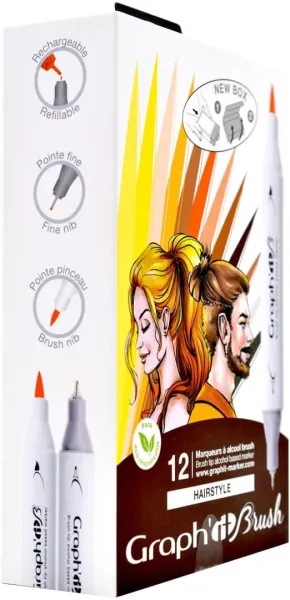 Μαρκαδόροι graph it οινοπνεύματος διπλή μύτη hairstyle set - Graphit