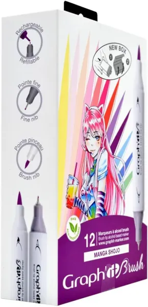 Μαρκαδόροι graph it οινιπνεύματος διπλή μύτη manga shojo σετ - Graphit