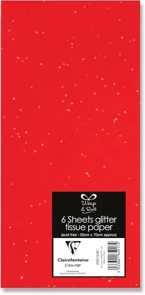 χαρτί μεταξωτό 50x70cm 6 φύλλα red glitter - Eurowrap