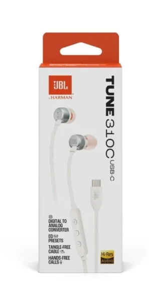 Ακουστικά jbl tune 310c in-ear headphones usb-c hi-res white - Jbl
