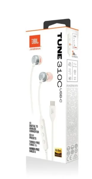 Ακουστικά jbl tune 310c in-ear headphones usb-c hi-res white - Jbl