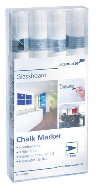 σετ μαρκαδόροι κιμωλίας legamaster για πίνακα glassboard λευκό 4 τεμάχια - Legamaster