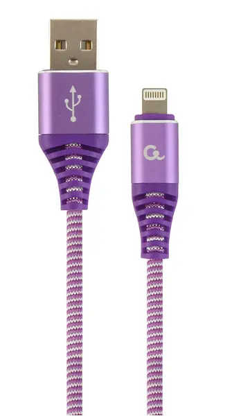 Καλώδιο cablexpert premium cotton braided lighting charging & data 1m purple - Cablexpert