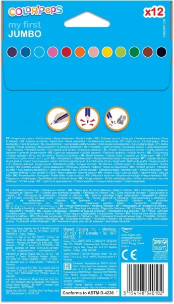 Ξυλομπογιές maped color'peps maxi 12 χρώματα - Maped