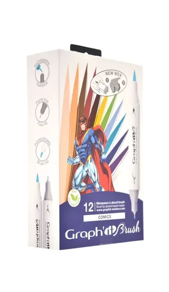 Μαρκαδόροι graph it οινοπνεύματος διπλή μύτη comics set 12 τεμάχια - Graphit