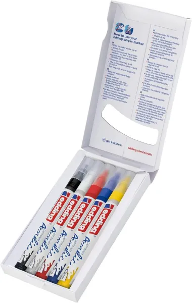 σετ μαρκαδόροι edding acrylic permanent 5300 basic 5 τεμάχια - Edding