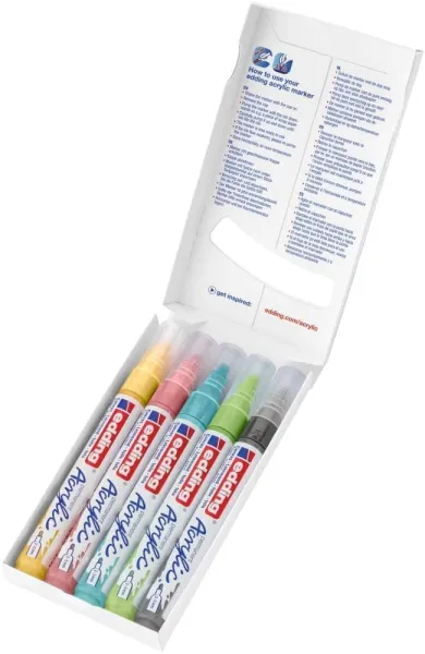 σετ μαρκαδόροι edding acrylic permanent 5100 pastel 5 τεμάχια - Edding