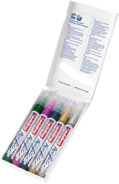 σετ μαρκαδόροι edding acrylic permanent 5100 festive 5 τεμάχια - Edding