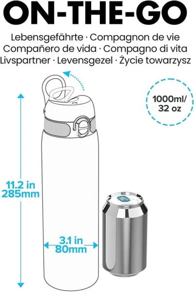 παγούρι ion8 1000ml blue/pink gradient motivator - Ion8