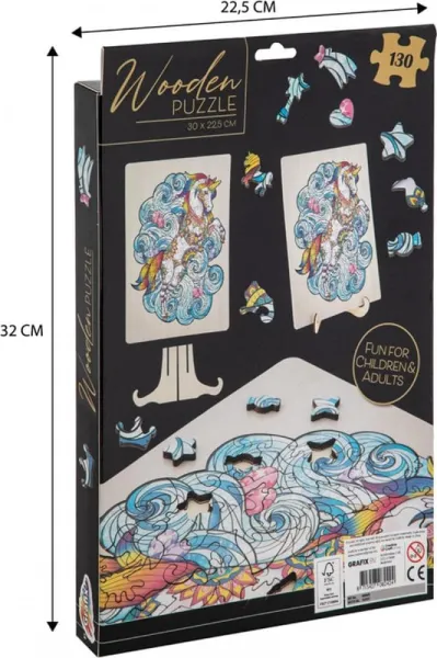 παζλ ξύλινο moxy 30x22cm unicorn 130 κομμάτια 7+ - Moxy