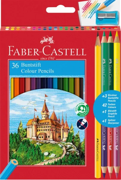 Ξυλομπογιές faber castell κάστρο 36 τεμάχια + ξύστρα - Faber castell