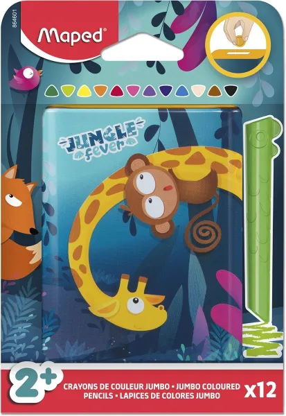 Ξυλομπογιές maped infinity kidy jungle fever 12 χρώματα metal κουμπαράς - Maped