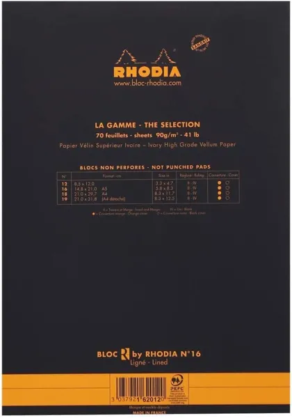 Μπλοκ rhodia a5 14.8x21cm ivory ριγέ 90gr 70 φύλλα - Rhodia