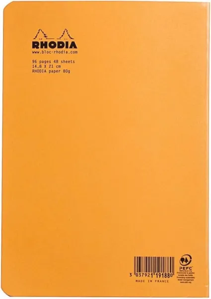 σημειωματάριο rhodia ριγέ a5 πορτοκαλί 14.8x21cm - Rhodia