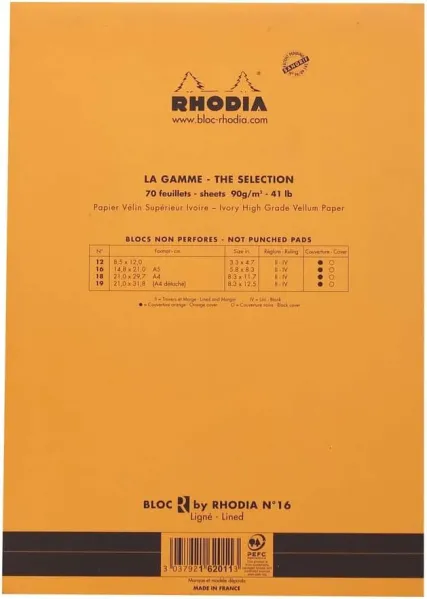 Μπλοκ rhodia a5 ivory ριγέ 90gr 70 φύλλα - Rhodia