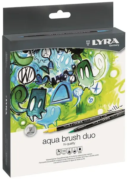 Μαρκαδόροι lyra aqua brush duo 36 τεμάχια 65212360 - Lyra