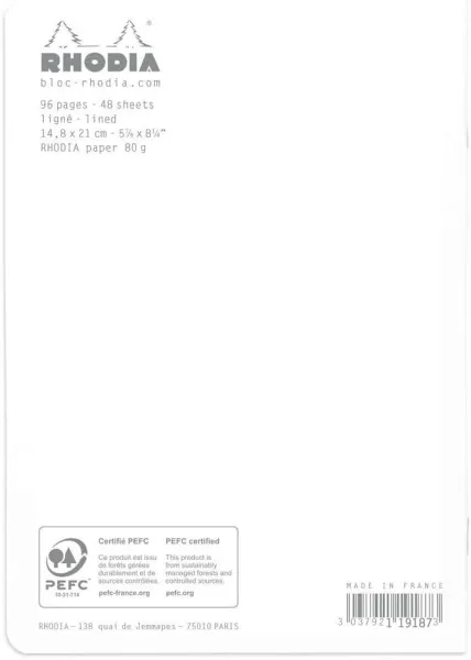 σημειωματάριο rhodia classic white a5 ριγέ 48 φύλλα - Rhodia