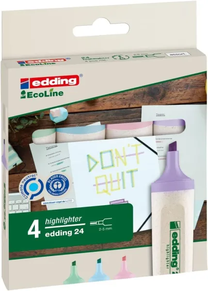σετ μαρκαδόροι υπογράμμισης edding 24 ecoline σε 4 pastel χρώματα - Edding